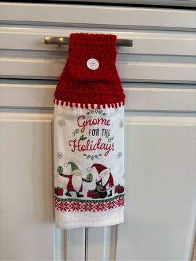 Crochet Top Kitchen Towel-Gnome for the holidays
